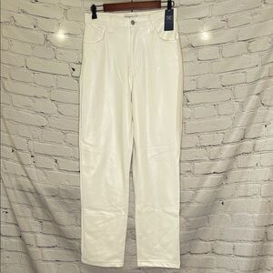 Abercrombie & Fitch White  Faux Leather Straight Ultra High Rise Pants Size 30